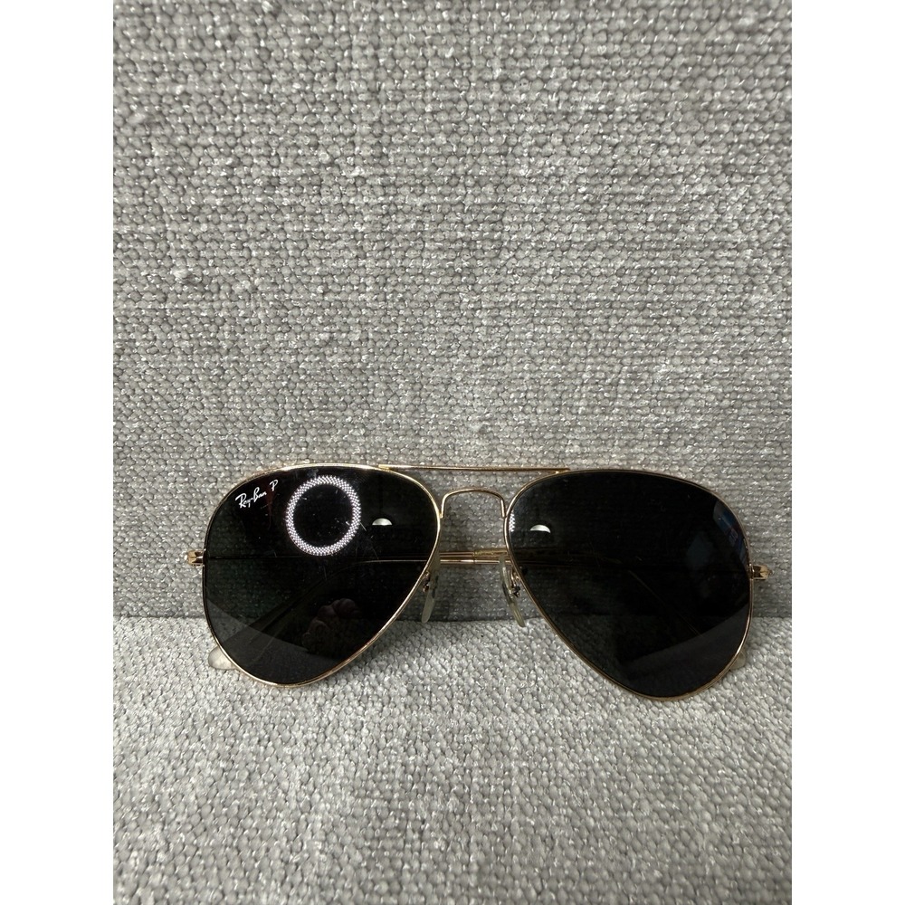 Ray-Ban P Aviator Large RB3025 Sunglasses Gold Metal Frames Polarized Lens *READ